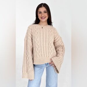 Greg Bandit Cable Knit Beige Sweater
